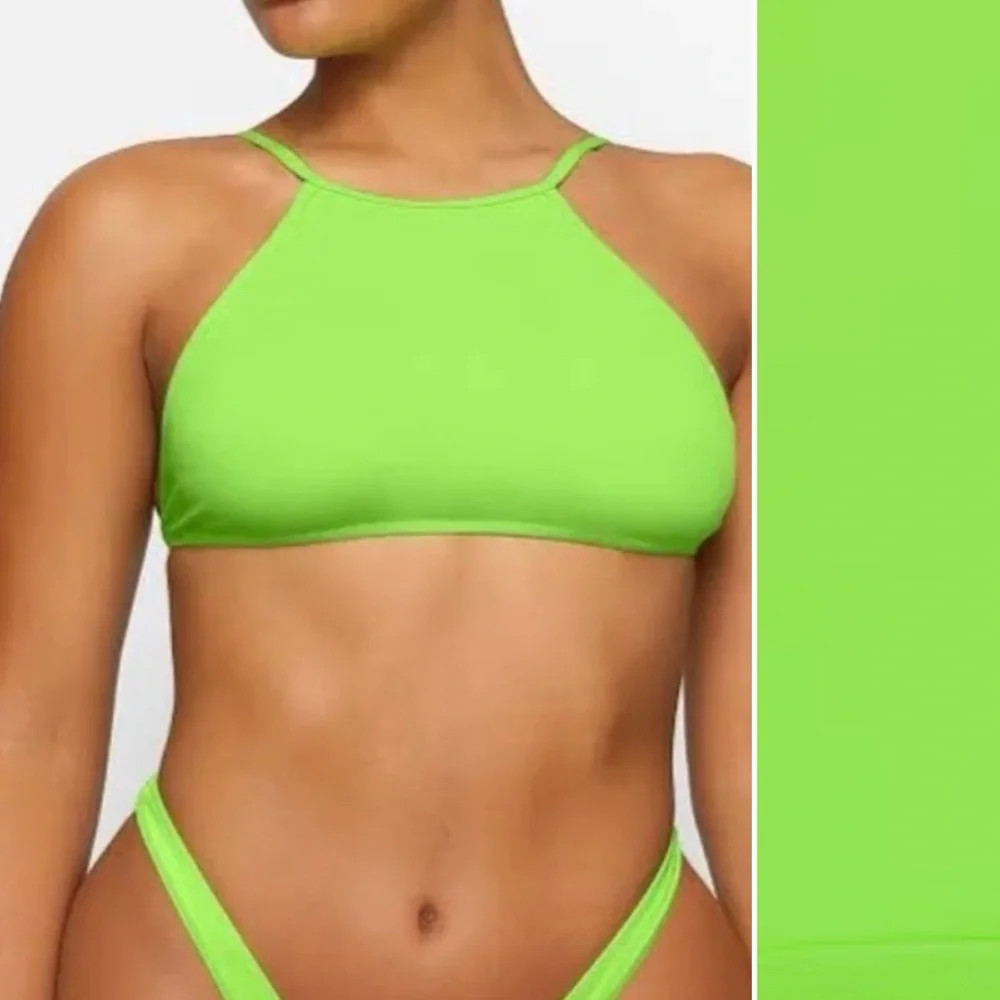 SKIMS NWT High Neck Bikini Top in Neon Green size S
